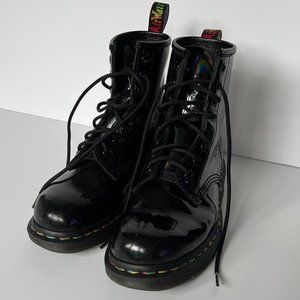 Dr. Martens Black Holographic Rainbow Patent 1460 Boots Pride Women's 7 Men's 6